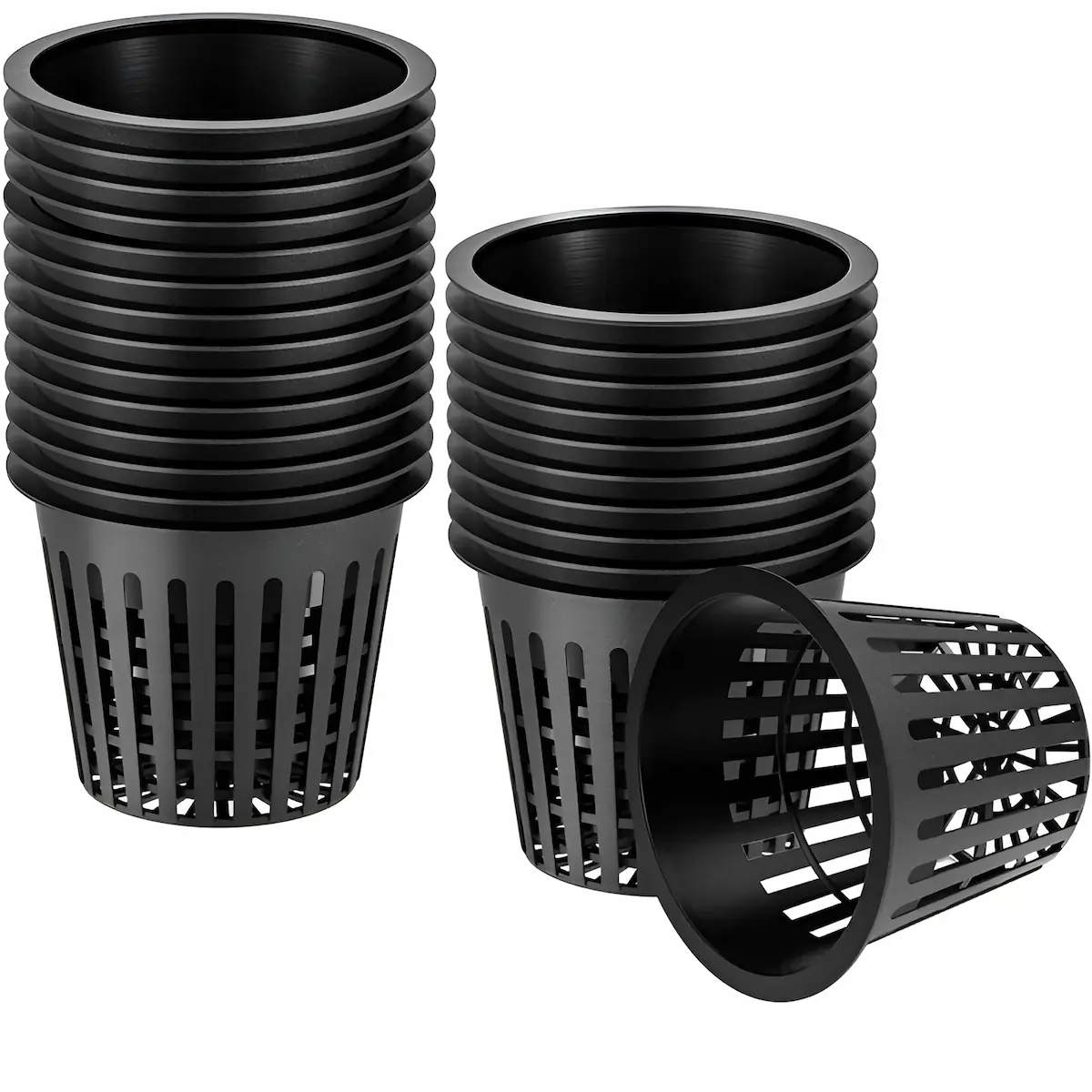 black plastic net pots durable hydroponic plant grow cups for aquaponics & hydroponics Black Plastic Net Pots - Durable Hydroponic Plant Grow Cups for Aquaponics & Hydroponics - Image 1
