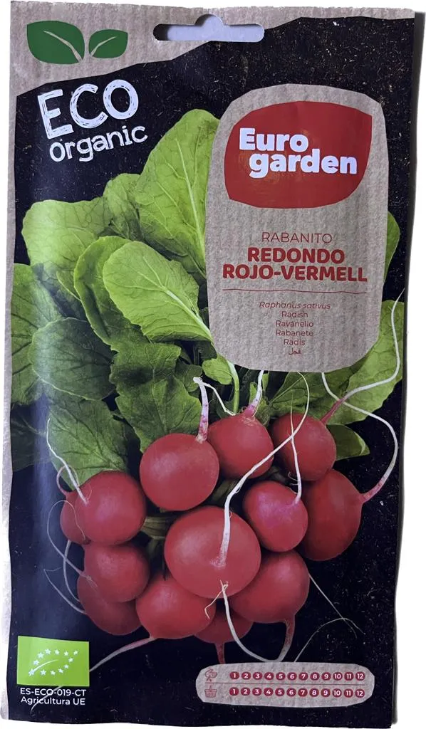 euro garden eco organic rabanito redondo rojo vermell (raphanus sativus) radish premium quality seeds Organic Rabanito Redondo Rojo-Vermell